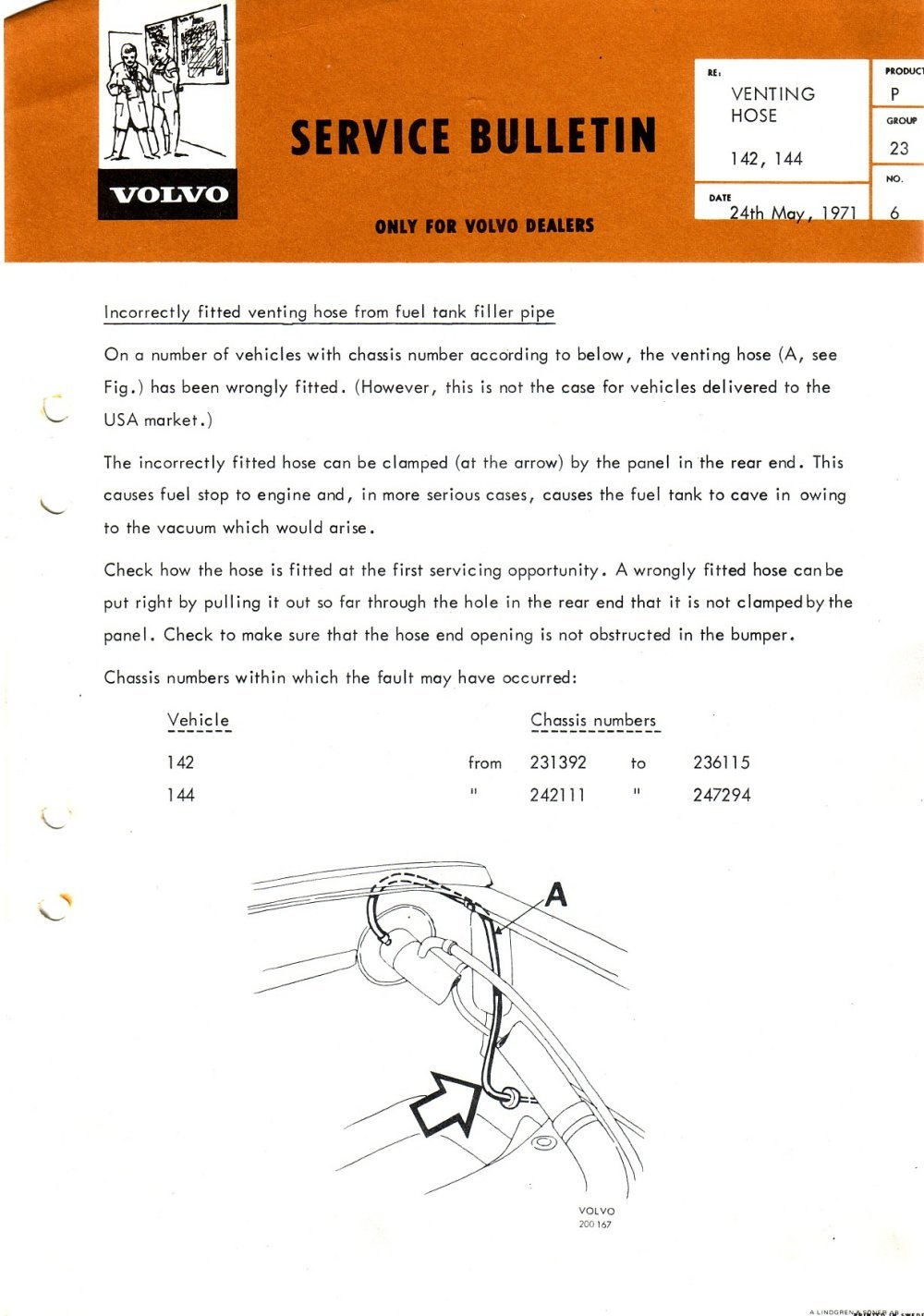 Verkstadsmeddelande/Work shop bulletins and Servicemeddelanden/Service bulletins for the following models: Volvo P1800, Volvo P1800S, Volvo P1800E, Volvo P1800ES, Volvo PV,Volvo PV 444, Volvo PV 544, Volvo Amazon, Volvo 120, Volvo 130, Volvo 220, Volvo 140 , Volvo 240, Volvo 164, Volvo 264 