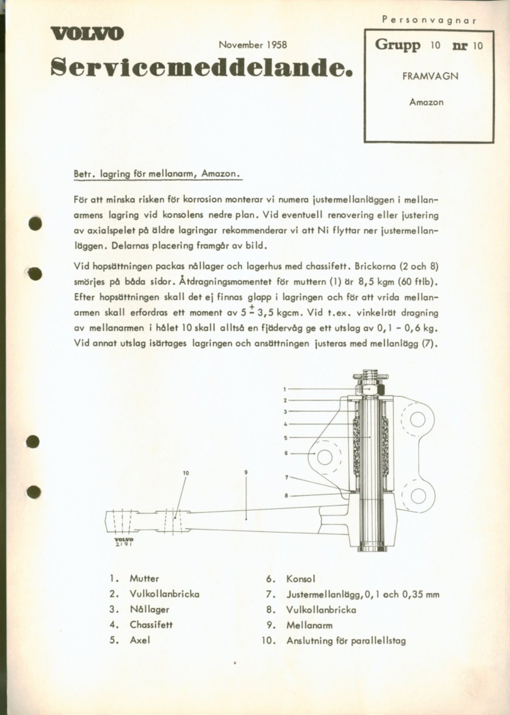 Verkstadsmeddelande/Work shop bulletins and Servicemeddelanden/Service bulletins for the following models: Volvo P1800, Volvo P1800S, Volvo P1800E, Volvo P1800ES, Volvo PV,Volvo PV 444, Volvo PV 544, Volvo Amazon, Volvo 120, Volvo 130, Volvo 220, Volvo 140 , Volvo 240, Volvo 164, Volvo 264 