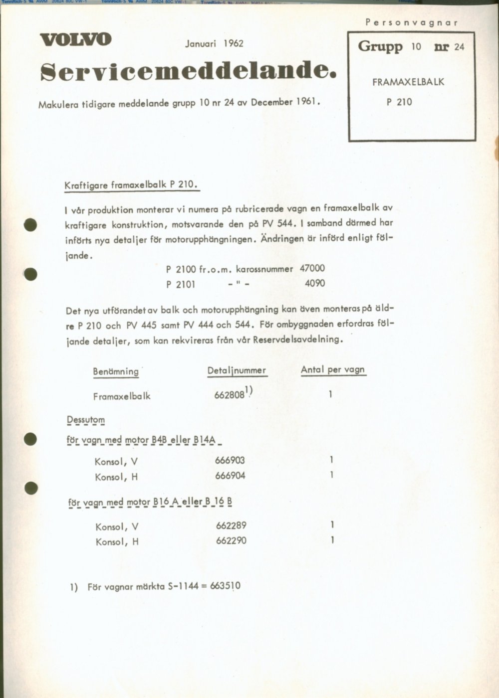 Verkstadsmeddelande/Work shop bulletins and Servicemeddelanden/Service bulletins for the following models: Volvo P1800, Volvo P1800S, Volvo P1800E, Volvo P1800ES, Volvo PV,Volvo PV 444, Volvo PV 544, Volvo Amazon, Volvo 120, Volvo 130, Volvo 220, Volvo 140 , Volvo 240, Volvo 164, Volvo 264 