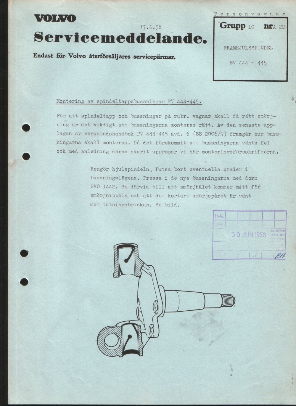 Verkstadsmeddelande/Work shop bulletins and Servicemeddelanden/Service bulletins for the following models: Volvo P1800, Volvo P1800S, Volvo P1800E, Volvo P1800ES, Volvo PV,Volvo PV 444, Volvo PV 544, Volvo Amazon, Volvo 120, Volvo 130, Volvo 220, Volvo 140 , Volvo 240, Volvo 164, Volvo 264 