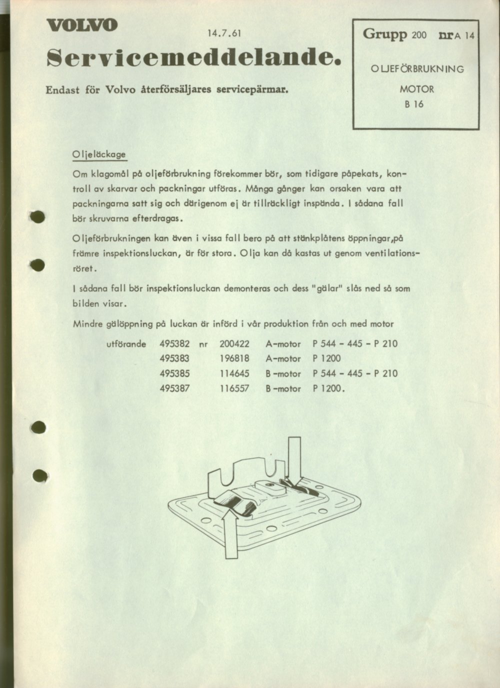 Verkstadsmeddelande/Work shop bulletins and Servicemeddelanden/Service bulletins for the following models: Volvo P1800, Volvo P1800S, Volvo P1800E, Volvo P1800ES, Volvo PV,Volvo PV 444, Volvo PV 544, Volvo Amazon, Volvo 120, Volvo 130, Volvo 220, Volvo 140 , Volvo 240, Volvo 164, Volvo 264 