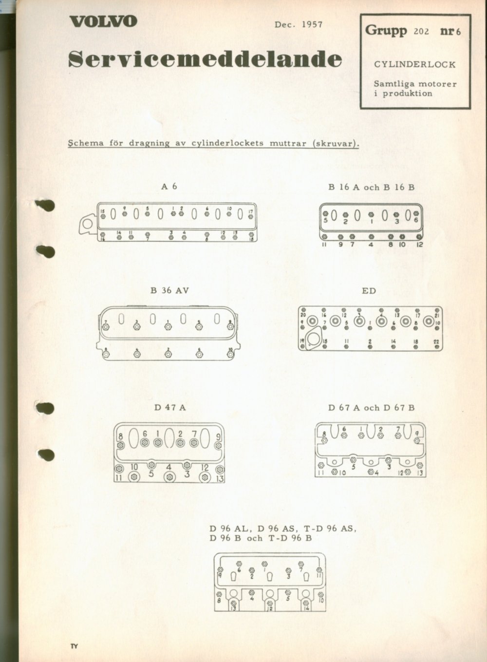 Verkstadsmeddelande/Work shop bulletins and Servicemeddelanden/Service bulletins for the following models: Volvo P1800, Volvo P1800S, Volvo P1800E, Volvo P1800ES, Volvo PV,Volvo PV 444, Volvo PV 544, Volvo Amazon, Volvo 120, Volvo 130, Volvo 220, Volvo 140 , Volvo 240, Volvo 164, Volvo 264 