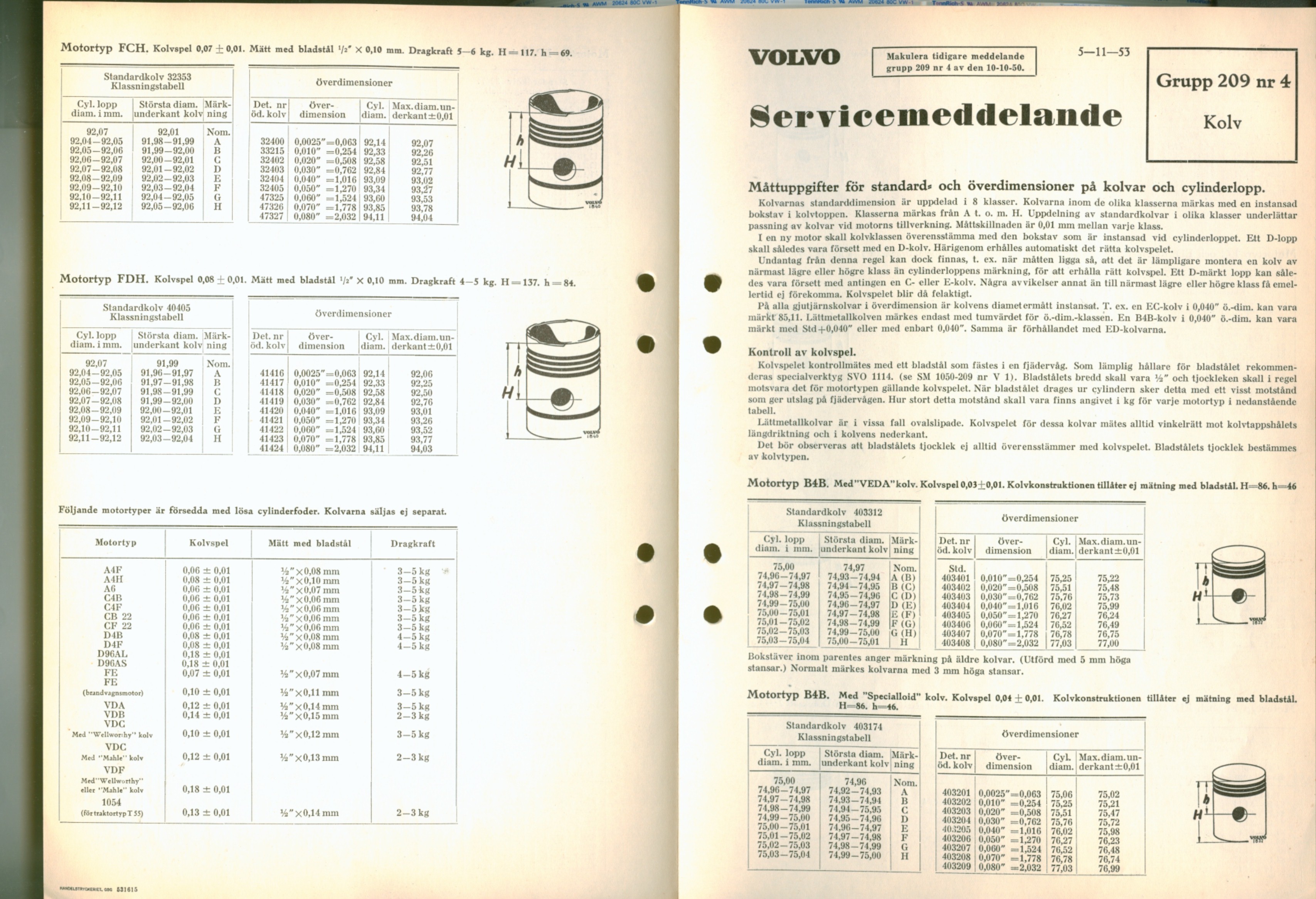 Verkstadsmeddelande/Work shop bulletins and Servicemeddelanden/Service bulletins for the following models: Volvo P1800, Volvo P1800S, Volvo P1800E, Volvo P1800ES, Volvo PV,Volvo PV 444, Volvo PV 544, Volvo Amazon, Volvo 120, Volvo 130, Volvo 220, Volvo 140 , Volvo 240, Volvo 164, Volvo 264 