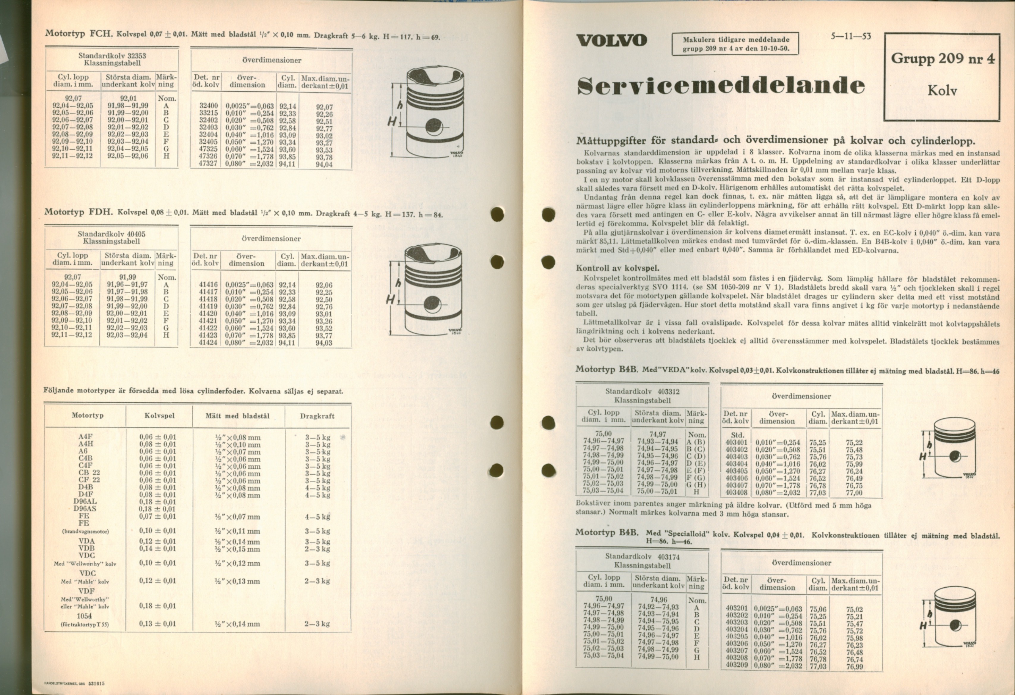 Verkstadsmeddelande/Work shop bulletins and Servicemeddelanden/Service bulletins for the following models: Volvo P1800, Volvo P1800S, Volvo P1800E, Volvo P1800ES, Volvo PV,Volvo PV 444, Volvo PV 544, Volvo Amazon, Volvo 120, Volvo 130, Volvo 220, Volvo 140 , Volvo 240, Volvo 164, Volvo 264 