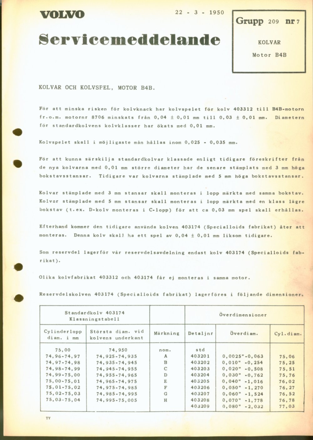 Verkstadsmeddelande/Work shop bulletins and Servicemeddelanden/Service bulletins for the following models: Volvo P1800, Volvo P1800S, Volvo P1800E, Volvo P1800ES, Volvo PV,Volvo PV 444, Volvo PV 544, Volvo Amazon, Volvo 120, Volvo 130, Volvo 220, Volvo 140 , Volvo 240, Volvo 164, Volvo 264 