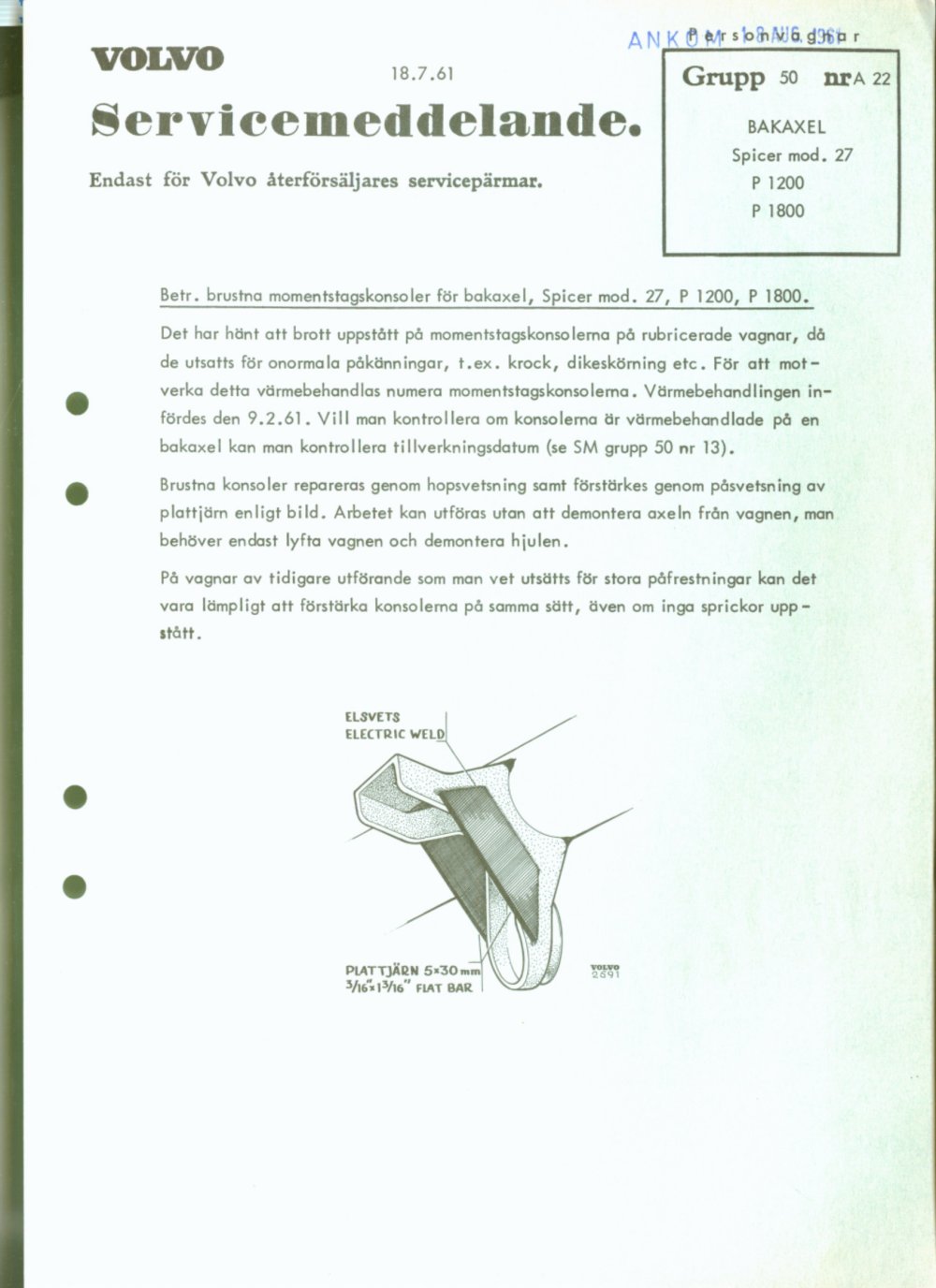 Verkstadsmeddelande/Work shop bulletins and Servicemeddelanden/Service bulletins for the following models: Volvo P1800, Volvo P1800S, Volvo P1800E, Volvo P1800ES, Volvo PV,Volvo PV 444, Volvo PV 544, Volvo Amazon, Volvo 120, Volvo 130, Volvo 220, Volvo 140 , Volvo 240, Volvo 164, Volvo 264 