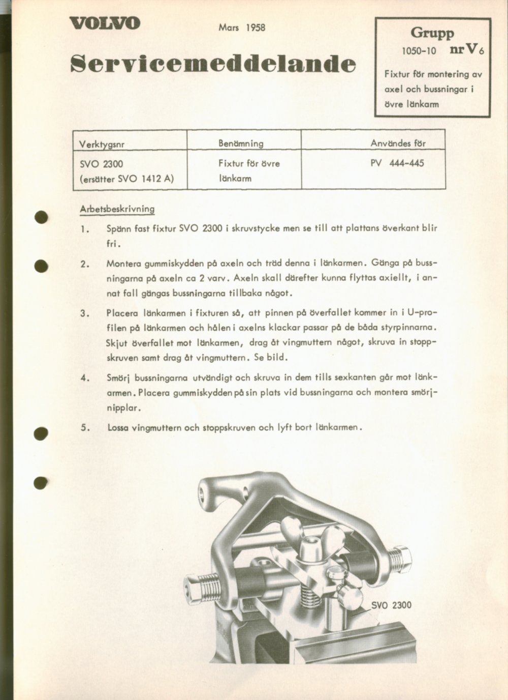 Verkstadsmeddelande/Work shop bulletins and Servicemeddelanden/Service bulletins for the following models: Volvo P1800, Volvo P1800S, Volvo P1800E, Volvo P1800ES, Volvo PV,Volvo PV 444, Volvo PV 544, Volvo Amazon, Volvo 120, Volvo 130, Volvo 220, Volvo 140 , Volvo 240, Volvo 164, Volvo 264 