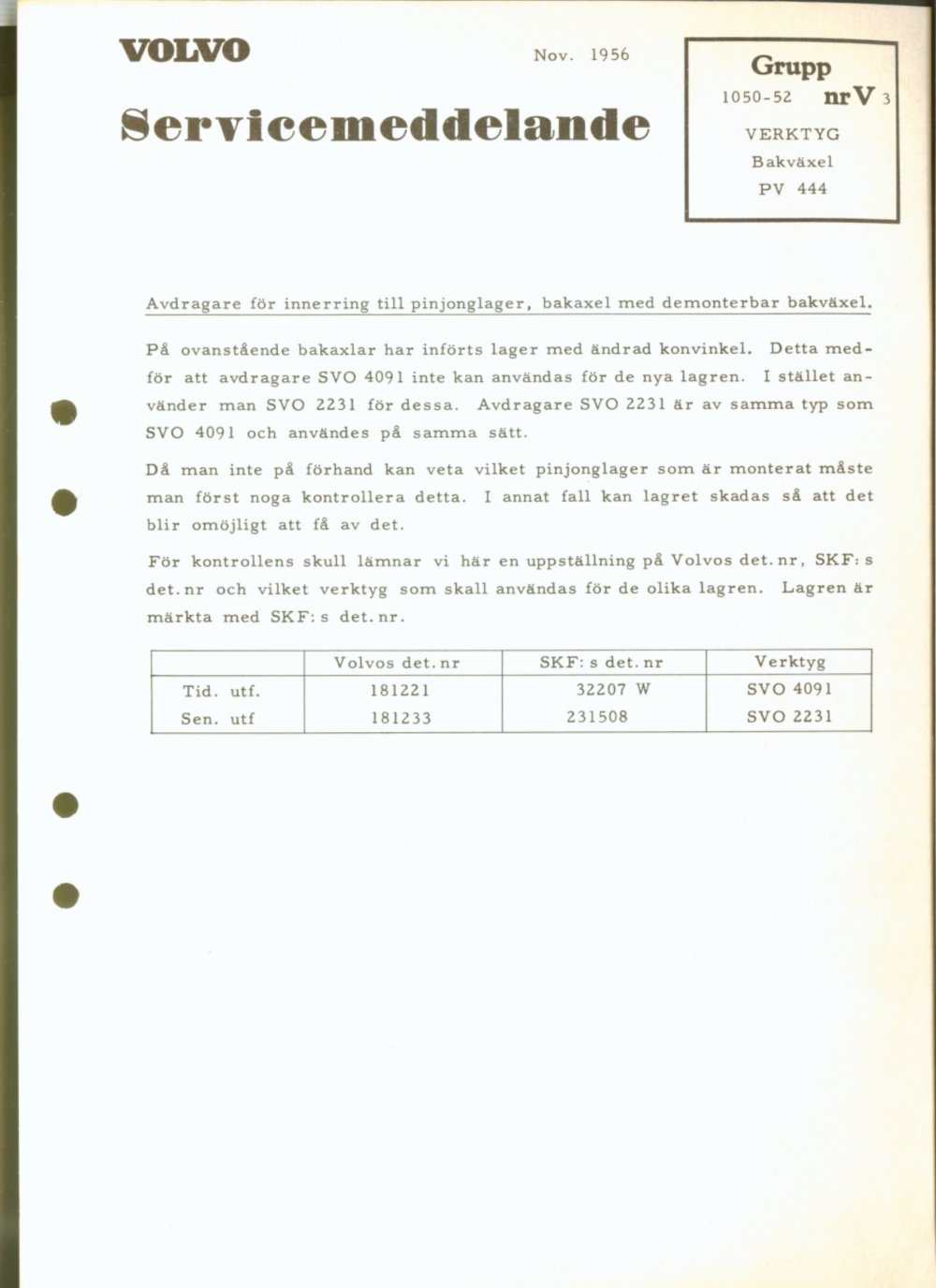 Verkstadsmeddelande/Work shop bulletins and Servicemeddelanden/Service bulletins for the following models: Volvo P1800, Volvo P1800S, Volvo P1800E, Volvo P1800ES, Volvo PV,Volvo PV 444, Volvo PV 544, Volvo Amazon, Volvo 120, Volvo 130, Volvo 220, Volvo 140 , Volvo 240, Volvo 164, Volvo 264 