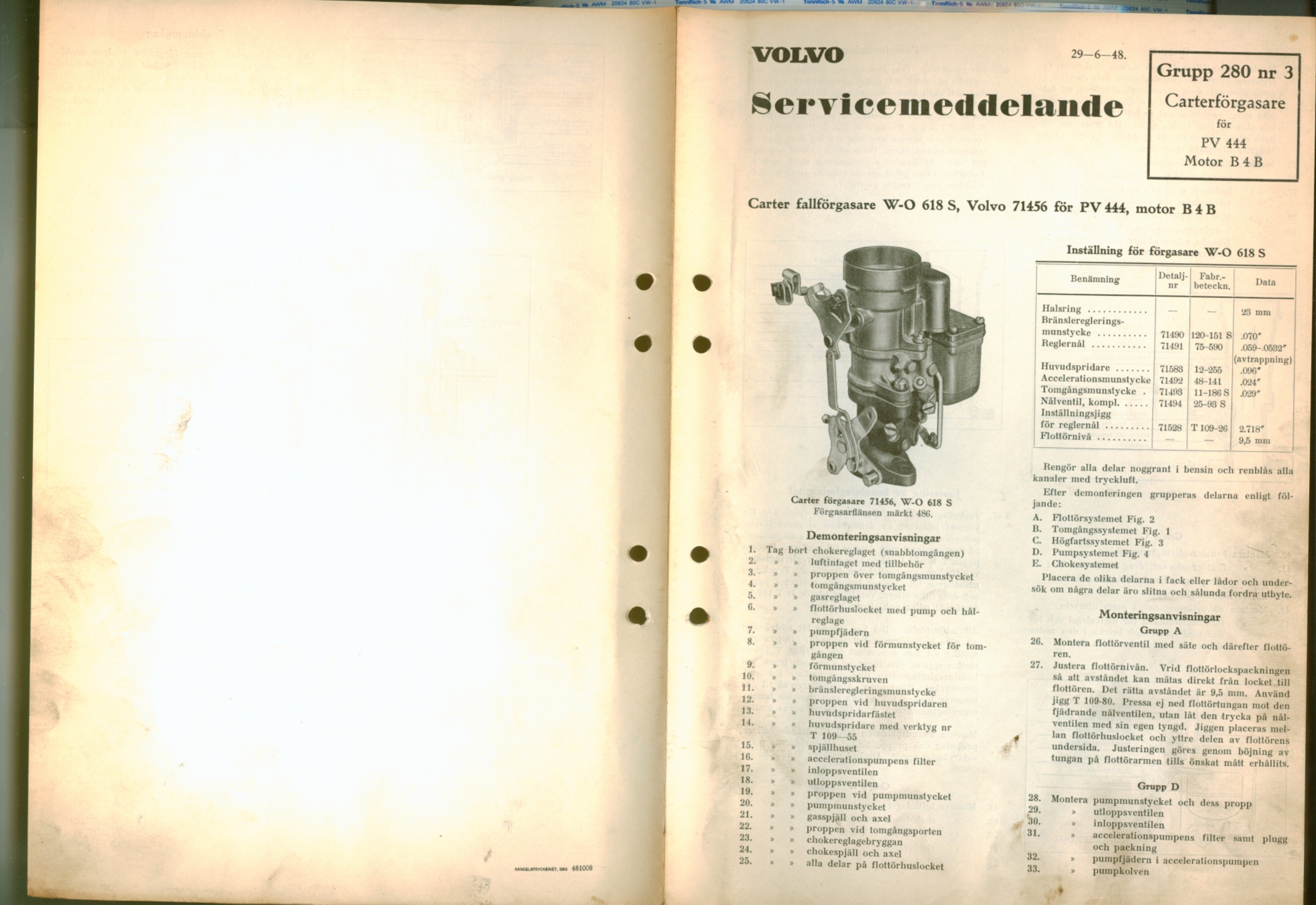 Verkstadsmeddelande/Work shop bulletins and Servicemeddelanden/Service bulletins for the following models: Volvo P1800, Volvo P1800S, Volvo P1800E, Volvo P1800ES, Volvo PV,Volvo PV 444, Volvo PV 544, Volvo Amazon, Volvo 120, Volvo 130, Volvo 220, Volvo 140 , Volvo 240, Volvo 164, Volvo 264 