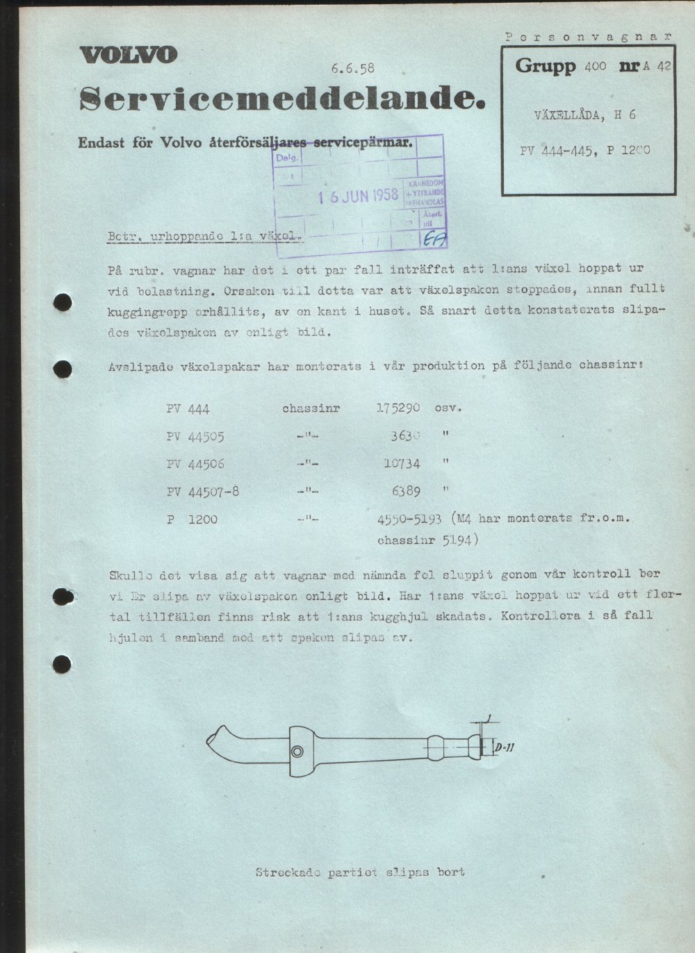 Verkstadsmeddelande/Work shop bulletins and Servicemeddelanden/Service bulletins for the following models: Volvo P1800, Volvo P1800S, Volvo P1800E, Volvo P1800ES, Volvo PV,Volvo PV 444, Volvo PV 544, Volvo Amazon, Volvo 120, Volvo 130, Volvo 220, Volvo 140 , Volvo 240, Volvo 164, Volvo 264 