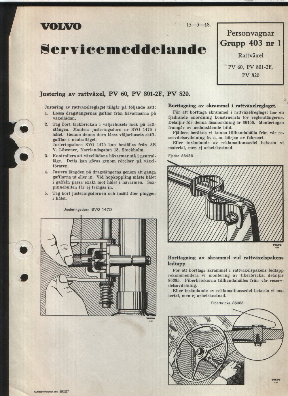 Verkstadsmeddelande/Work shop bulletins and Servicemeddelanden/Service bulletins for the following models: Volvo P1800, Volvo P1800S, Volvo P1800E, Volvo P1800ES, Volvo PV,Volvo PV 444, Volvo PV 544, Volvo Amazon, Volvo 120, Volvo 130, Volvo 220, Volvo 140 , Volvo 240, Volvo 164, Volvo 264 
