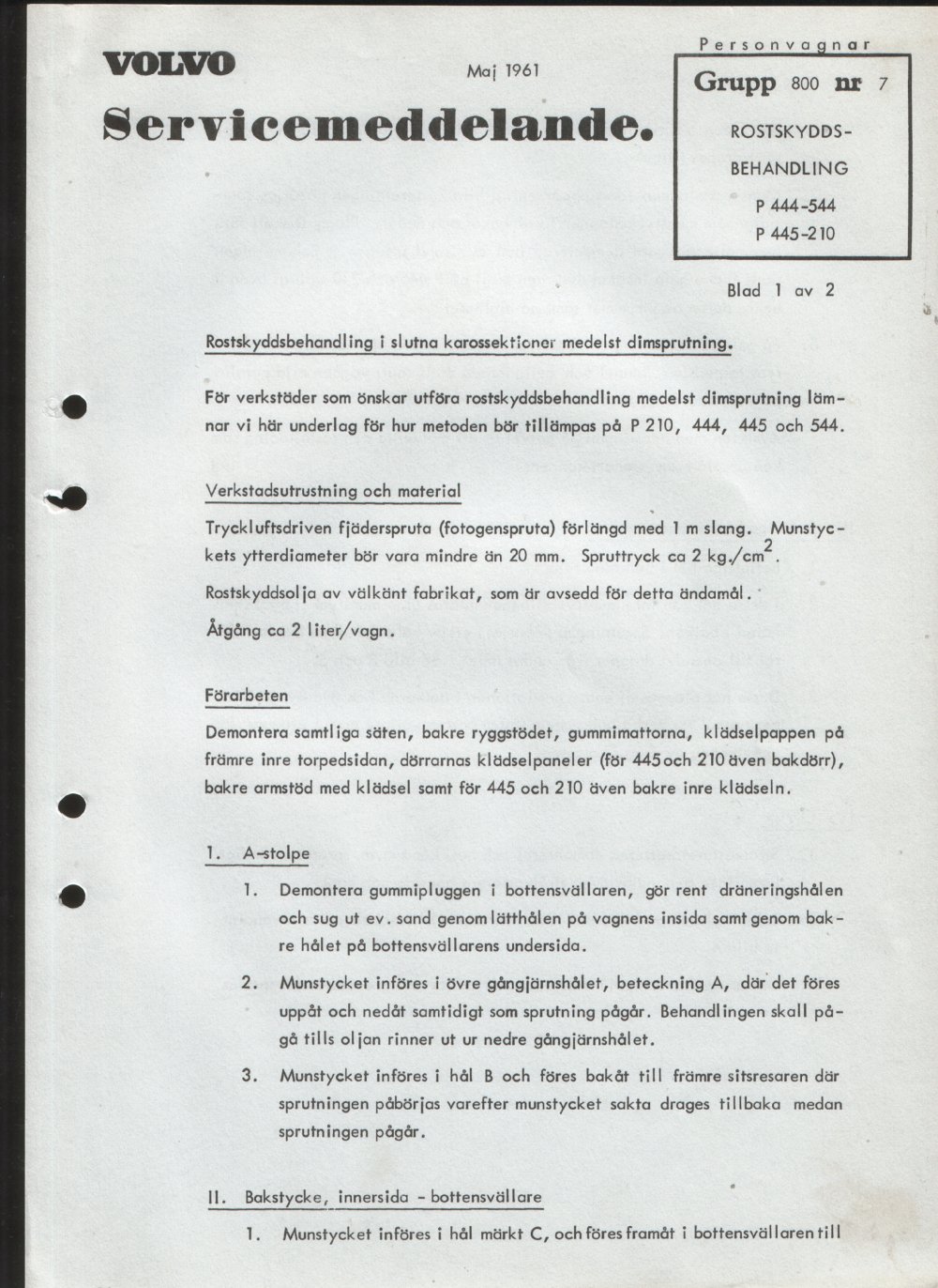 Verkstadsmeddelande/Work shop bulletins and Servicemeddelanden/Service bulletins for the following models: Volvo P1800, Volvo P1800S, Volvo P1800E, Volvo P1800ES, Volvo PV,Volvo PV 444, Volvo PV 544, Volvo Amazon, Volvo 120, Volvo 130, Volvo 220, Volvo 140 , Volvo 240, Volvo 164, Volvo 264 