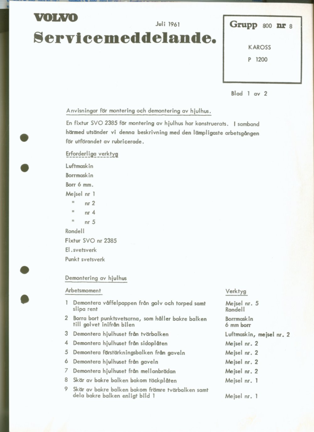 Verkstadsmeddelande/Work shop bulletins and Servicemeddelanden/Service bulletins for the following models: Volvo P1800, Volvo P1800S, Volvo P1800E, Volvo P1800ES, Volvo PV,Volvo PV 444, Volvo PV 544, Volvo Amazon, Volvo 120, Volvo 130, Volvo 220, Volvo 140 , Volvo 240, Volvo 164, Volvo 264 