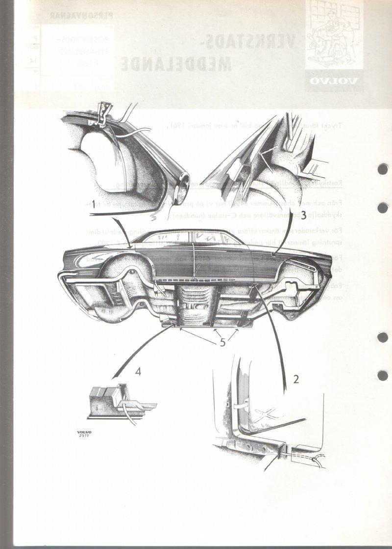 Verkstadsmeddelande/Work shop bulletins and Servicemeddelanden/Service bulletins for the following models: Volvo P1800, Volvo P1800S, Volvo P1800E, Volvo P1800ES, Volvo PV,Volvo PV 444, Volvo PV 544, Volvo Amazon, Volvo 120, Volvo 130, Volvo 220, Volvo 140 , Volvo 240, Volvo 164, Volvo 264 
