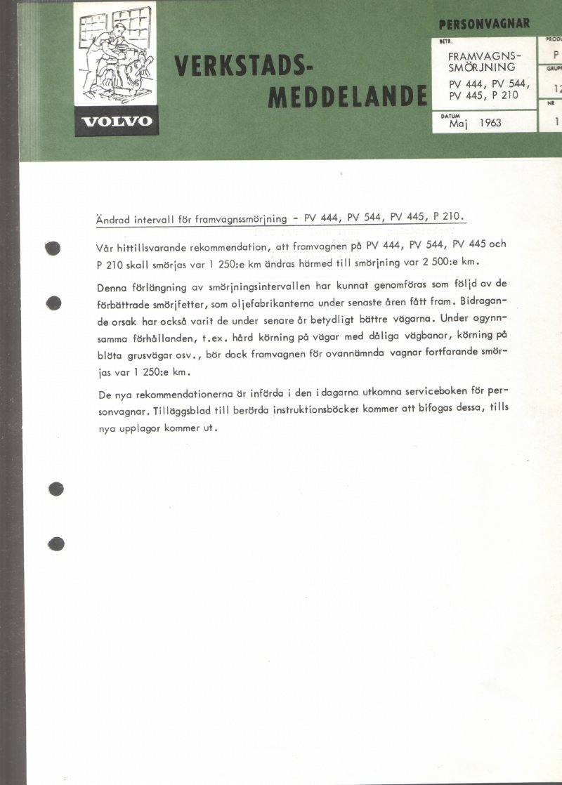 Verkstadsmeddelande/Work shop bulletins and Servicemeddelanden/Service bulletins for the following models: Volvo P1800, Volvo P1800S, Volvo P1800E, Volvo P1800ES, Volvo PV,Volvo PV 444, Volvo PV 544, Volvo Amazon, Volvo 120, Volvo 130, Volvo 220, Volvo 140 , Volvo 240, Volvo 164, Volvo 264 