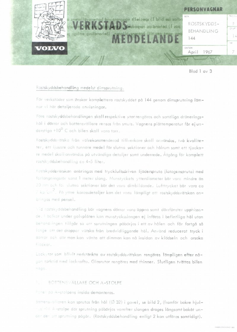 Verkstadsmeddelande/Work shop bulletins and Servicemeddelanden/Service bulletins for the following models: Volvo P1800, Volvo P1800S, Volvo P1800E, Volvo P1800ES, Volvo PV,Volvo PV 444, Volvo PV 544, Volvo Amazon, Volvo 120, Volvo 130, Volvo 220, Volvo 140 , Volvo 240, Volvo 164, Volvo 264 
