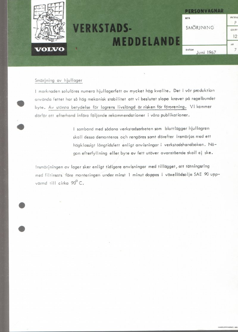 Verkstadsmeddelande/Work shop bulletins and Servicemeddelanden/Service bulletins for the following models: Volvo P1800, Volvo P1800S, Volvo P1800E, Volvo P1800ES, Volvo PV,Volvo PV 444, Volvo PV 544, Volvo Amazon, Volvo 120, Volvo 130, Volvo 220, Volvo 140 , Volvo 240, Volvo 164, Volvo 264 