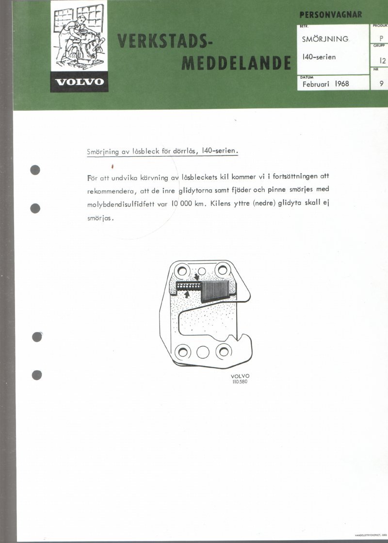 Verkstadsmeddelande/Work shop bulletins and Servicemeddelanden/Service bulletins for the following models: Volvo P1800, Volvo P1800S, Volvo P1800E, Volvo P1800ES, Volvo PV,Volvo PV 444, Volvo PV 544, Volvo Amazon, Volvo 120, Volvo 130, Volvo 220, Volvo 140 , Volvo 240, Volvo 164, Volvo 264 