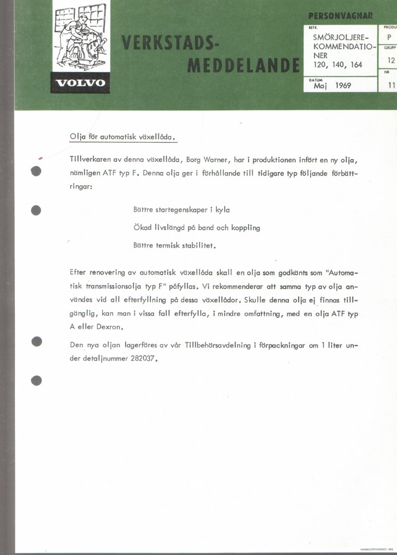 Verkstadsmeddelande/Work shop bulletins and Servicemeddelanden/Service bulletins for the following models: Volvo P1800, Volvo P1800S, Volvo P1800E, Volvo P1800ES, Volvo PV,Volvo PV 444, Volvo PV 544, Volvo Amazon, Volvo 120, Volvo 130, Volvo 220, Volvo 140 , Volvo 240, Volvo 164, Volvo 264 