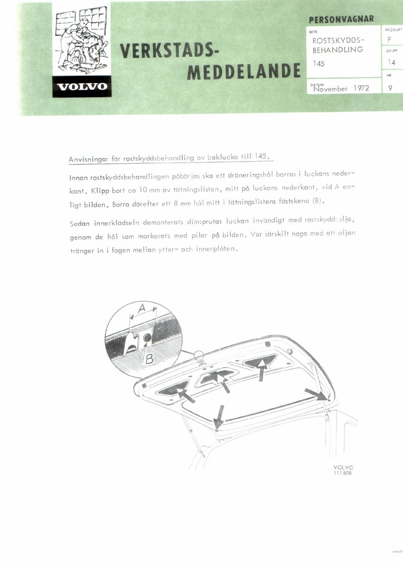 Verkstadsmeddelande/Work shop bulletins and Servicemeddelanden/Service bulletins for the following models: Volvo P1800, Volvo P1800S, Volvo P1800E, Volvo P1800ES, Volvo PV,Volvo PV 444, Volvo PV 544, Volvo Amazon, Volvo 120, Volvo 130, Volvo 220, Volvo 140 , Volvo 240, Volvo 164, Volvo 264 