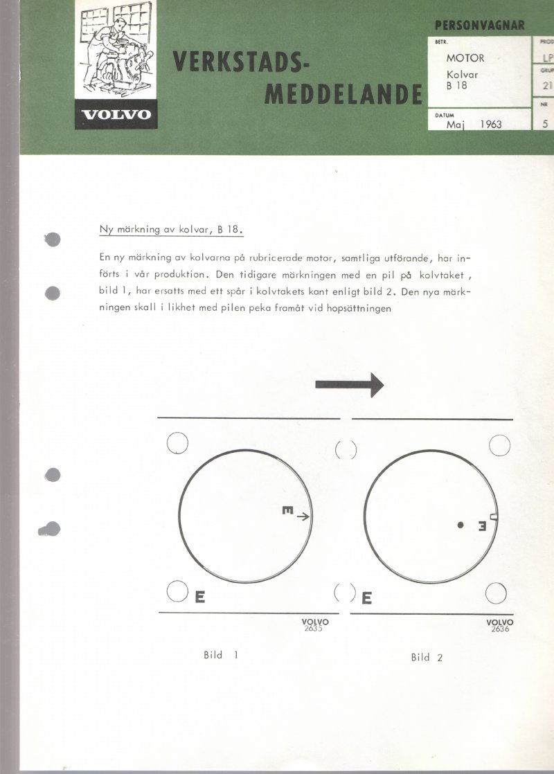 Verkstadsmeddelande/Work shop bulletins and Servicemeddelanden/Service bulletins for the following models: Volvo P1800, Volvo P1800S, Volvo P1800E, Volvo P1800ES, Volvo PV,Volvo PV 444, Volvo PV 544, Volvo Amazon, Volvo 120, Volvo 130, Volvo 220, Volvo 140 , Volvo 240, Volvo 164, Volvo 264
