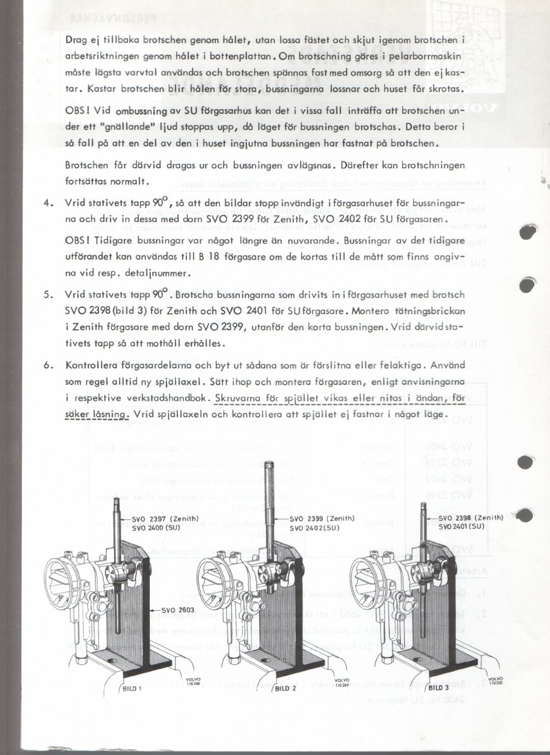 Verkstadsmeddelande/Work shop bulletins and Servicemeddelanden/Service bulletins for the following models: Volvo P1800, Volvo P1800S, Volvo P1800E, Volvo P1800ES, Volvo PV,Volvo PV 444, Volvo PV 544, Volvo Amazon, Volvo 120, Volvo 130, Volvo 220, Volvo 140 , Volvo 240, Volvo 164, Volvo 264