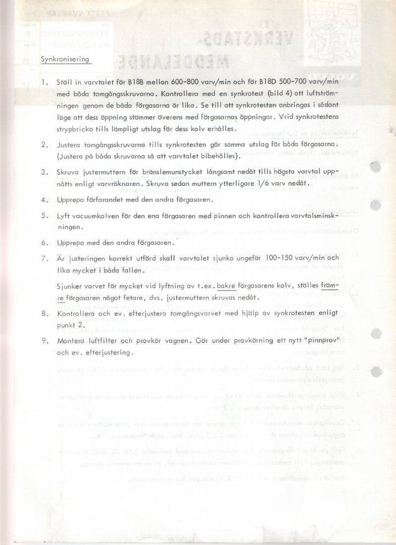 Verkstadsmeddelande/Work shop bulletins and Servicemeddelanden/Service bulletins for the following models: Volvo P1800, Volvo P1800S, Volvo P1800E, Volvo P1800ES, Volvo PV,Volvo PV 444, Volvo PV 544, Volvo Amazon, Volvo 120, Volvo 130, Volvo 220, Volvo 140 , Volvo 240, Volvo 164, Volvo 264