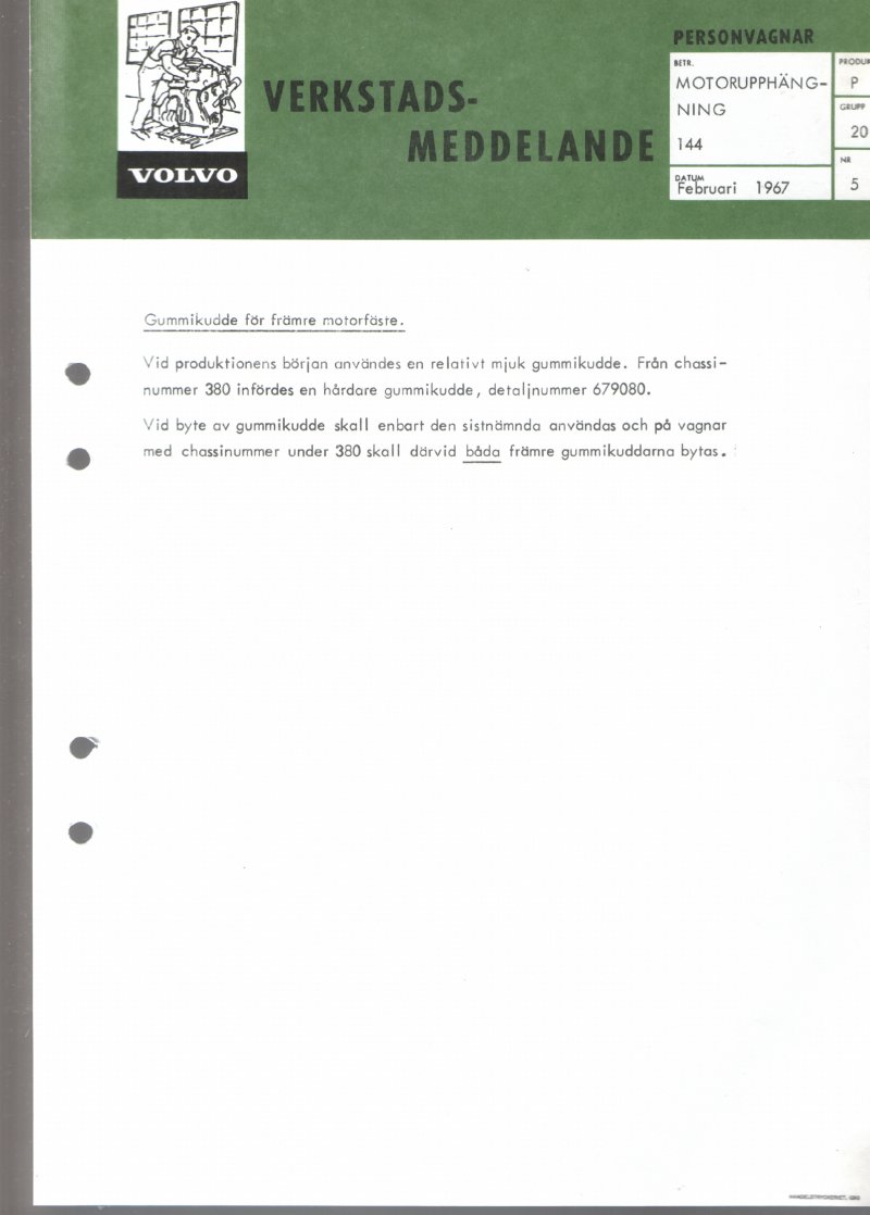 Verkstadsmeddelande/Work shop bulletins and Servicemeddelanden/Service bulletins for the following models: Volvo P1800, Volvo P1800S, Volvo P1800E, Volvo P1800ES, Volvo PV,Volvo PV 444, Volvo PV 544, Volvo Amazon, Volvo 120, Volvo 130, Volvo 220, Volvo 140 , Volvo 240, Volvo 164, Volvo 264