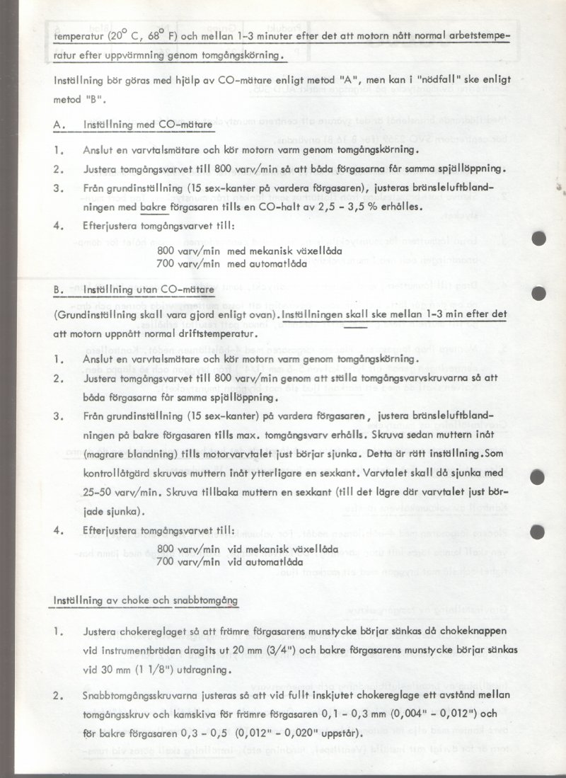 Verkstadsmeddelande/Work shop bulletins and Servicemeddelanden/Service bulletins for the following models: Volvo P1800, Volvo P1800S, Volvo P1800E, Volvo P1800ES, Volvo PV,Volvo PV 444, Volvo PV 544, Volvo Amazon, Volvo 120, Volvo 130, Volvo 220, Volvo 140 , Volvo 240, Volvo 164, Volvo 264