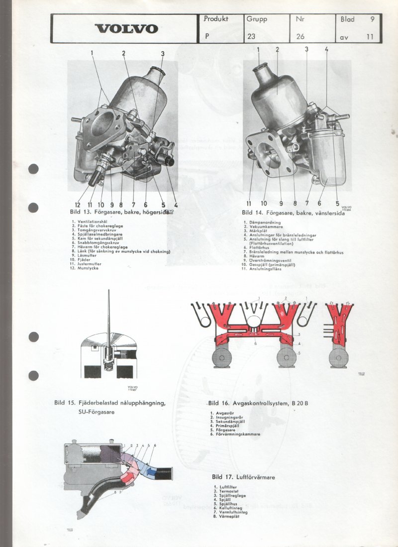Verkstadsmeddelande/Work shop bulletins and Servicemeddelanden/Service bulletins for the following models: Volvo P1800, Volvo P1800S, Volvo P1800E, Volvo P1800ES, Volvo PV,Volvo PV 444, Volvo PV 544, Volvo Amazon, Volvo 120, Volvo 130, Volvo 220, Volvo 140 , Volvo 240, Volvo 164, Volvo 264