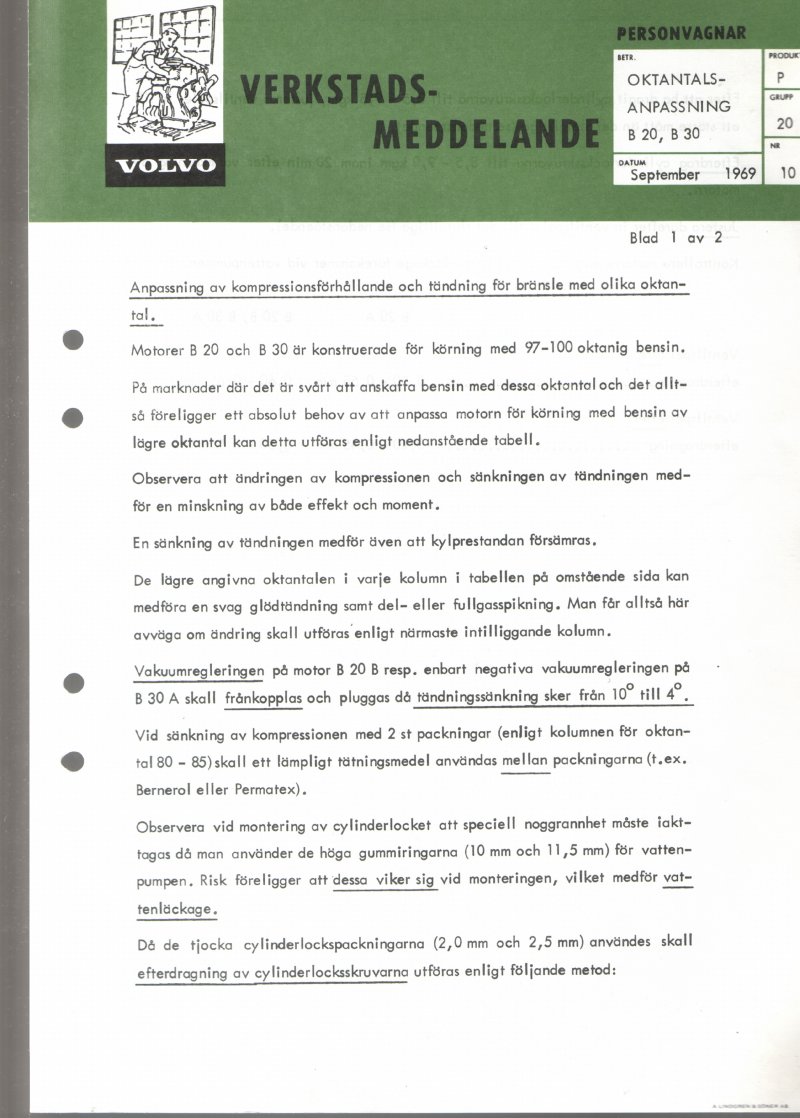 Verkstadsmeddelande/Work shop bulletins and Servicemeddelanden/Service bulletins for the following models: Volvo P1800, Volvo P1800S, Volvo P1800E, Volvo P1800ES, Volvo PV,Volvo PV 444, Volvo PV 544, Volvo Amazon, Volvo 120, Volvo 130, Volvo 220, Volvo 140 , Volvo 240, Volvo 164, Volvo 264