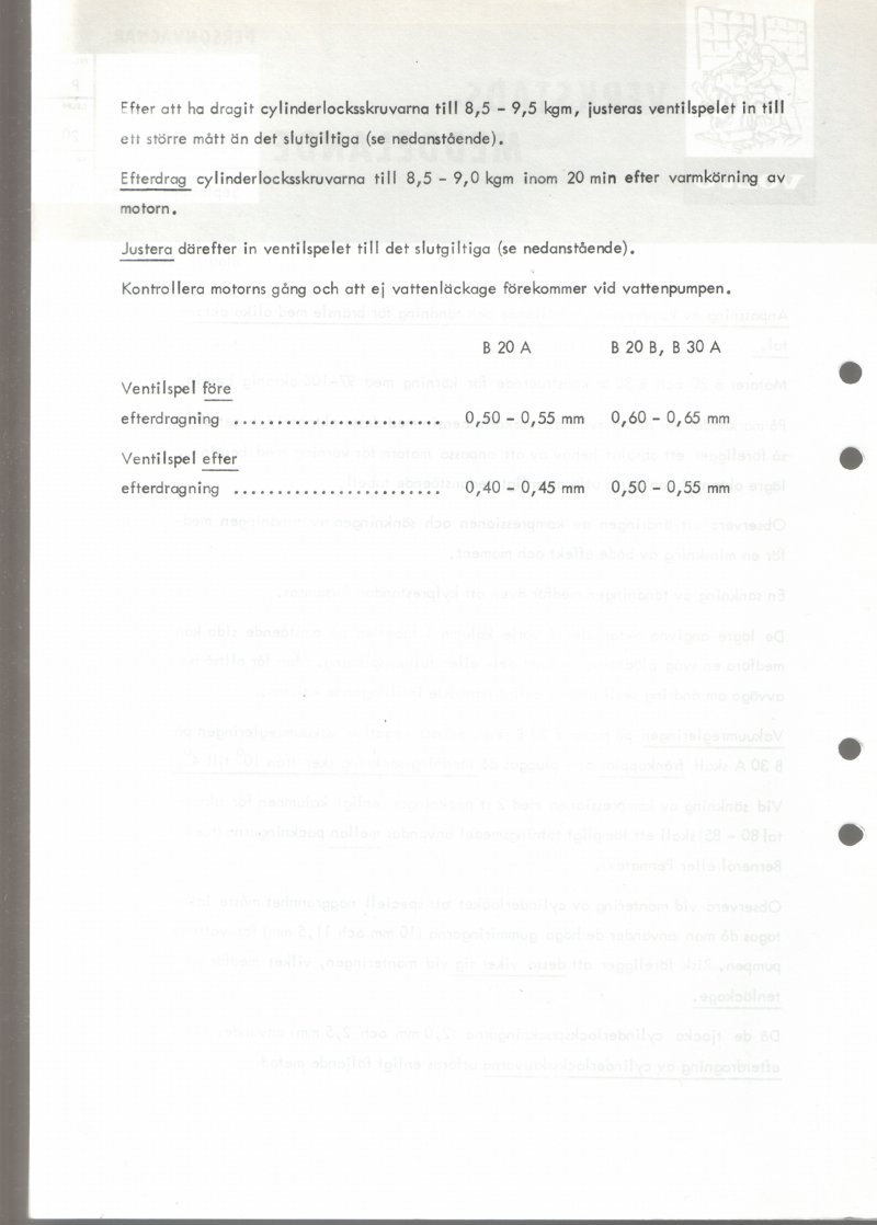 Verkstadsmeddelande/Work shop bulletins and Servicemeddelanden/Service bulletins for the following models: Volvo P1800, Volvo P1800S, Volvo P1800E, Volvo P1800ES, Volvo PV,Volvo PV 444, Volvo PV 544, Volvo Amazon, Volvo 120, Volvo 130, Volvo 220, Volvo 140 , Volvo 240, Volvo 164, Volvo 264