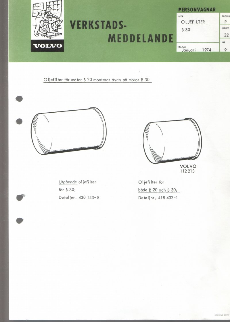 Verkstadsmeddelande/Work shop bulletins and Servicemeddelanden/Service bulletins for the following models: Volvo P1800, Volvo P1800S, Volvo P1800E, Volvo P1800ES, Volvo PV,Volvo PV 444, Volvo PV 544, Volvo Amazon, Volvo 120, Volvo 130, Volvo 220, Volvo 140 , Volvo 240, Volvo 164, Volvo 264