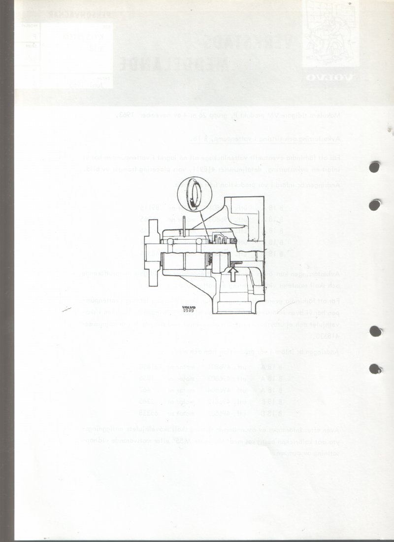 Verkstadsmeddelande/Work shop bulletins and Servicemeddelanden/Service bulletins for the following models: Volvo P1800, Volvo P1800S, Volvo P1800E, Volvo P1800ES, Volvo PV,Volvo PV 444, Volvo PV 544, Volvo Amazon, Volvo 120, Volvo 130, Volvo 220, Volvo 140 , Volvo 240, Volvo 164, Volvo 264