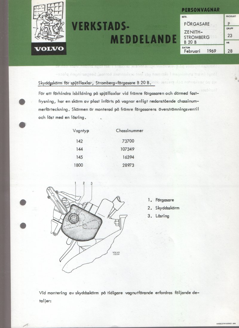 Verkstadsmeddelande/Work shop bulletins and Servicemeddelanden/Service bulletins for the following models: Volvo P1800, Volvo P1800S, Volvo P1800E, Volvo P1800ES, Volvo PV,Volvo PV 444, Volvo PV 544, Volvo Amazon, Volvo 120, Volvo 130, Volvo 220, Volvo 140 , Volvo 240, Volvo 164, Volvo 264