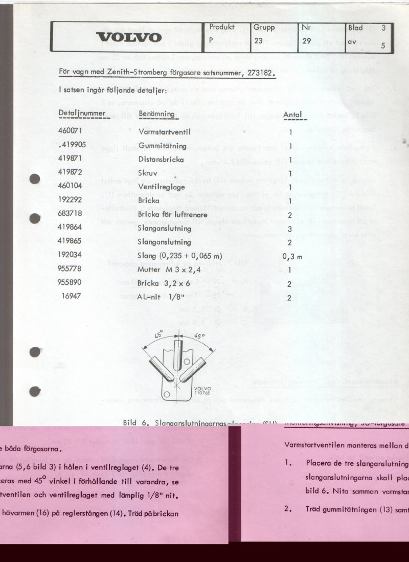 Verkstadsmeddelande/Work shop bulletins and Servicemeddelanden/Service bulletins for the following models: Volvo P1800, Volvo P1800S, Volvo P1800E, Volvo P1800ES, Volvo PV,Volvo PV 444, Volvo PV 544, Volvo Amazon, Volvo 120, Volvo 130, Volvo 220, Volvo 140 , Volvo 240, Volvo 164, Volvo 264