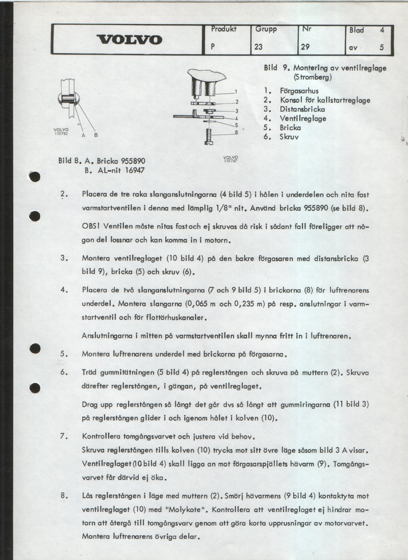 Verkstadsmeddelande/Work shop bulletins and Servicemeddelanden/Service bulletins for the following models: Volvo P1800, Volvo P1800S, Volvo P1800E, Volvo P1800ES, Volvo PV,Volvo PV 444, Volvo PV 544, Volvo Amazon, Volvo 120, Volvo 130, Volvo 220, Volvo 140 , Volvo 240, Volvo 164, Volvo 264