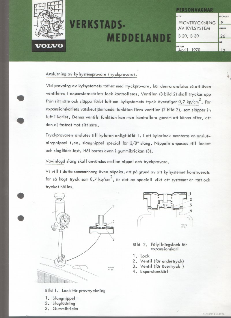Verkstadsmeddelande/Work shop bulletins and Servicemeddelanden/Service bulletins for the following models: Volvo P1800, Volvo P1800S, Volvo P1800E, Volvo P1800ES, Volvo PV,Volvo PV 444, Volvo PV 544, Volvo Amazon, Volvo 120, Volvo 130, Volvo 220, Volvo 140 , Volvo 240, Volvo 164, Volvo 264