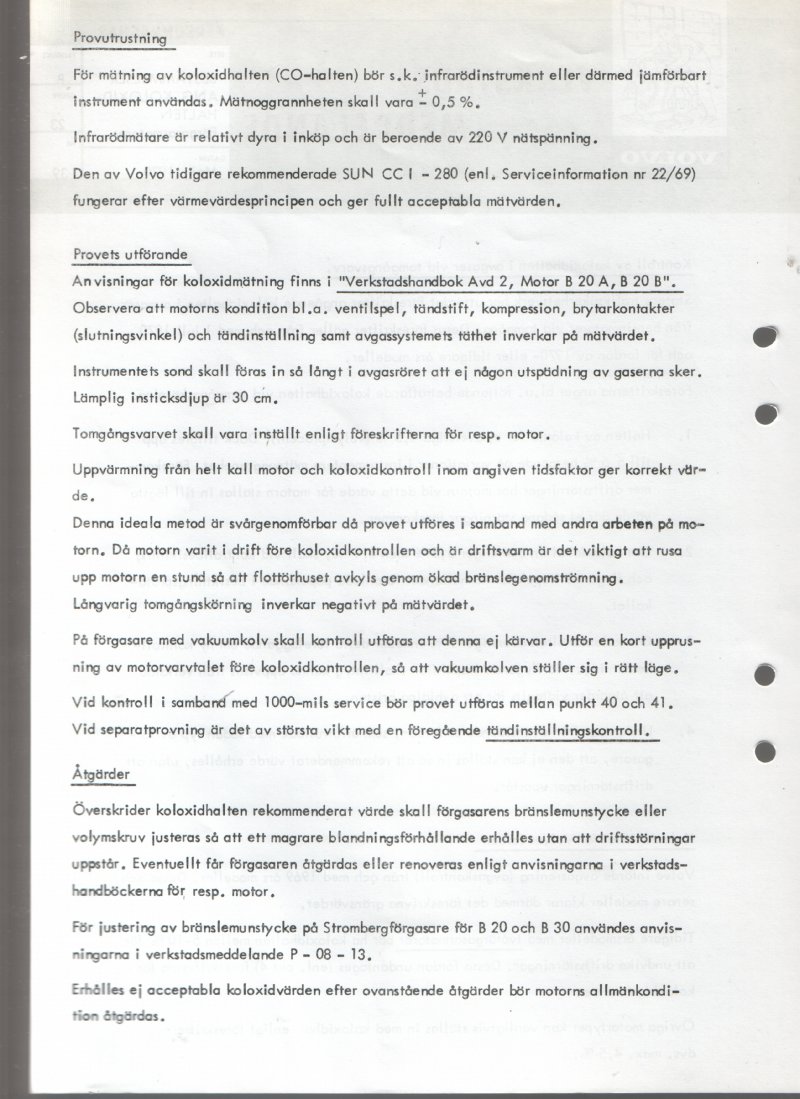 Verkstadsmeddelande/Work shop bulletins and Servicemeddelanden/Service bulletins for the following models: Volvo P1800, Volvo P1800S, Volvo P1800E, Volvo P1800ES, Volvo PV,Volvo PV 444, Volvo PV 544, Volvo Amazon, Volvo 120, Volvo 130, Volvo 220, Volvo 140 , Volvo 240, Volvo 164, Volvo 264