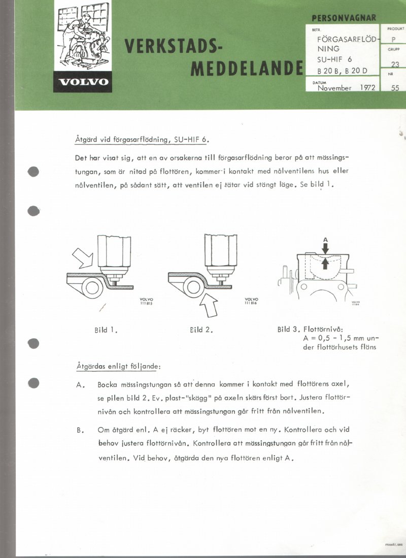 Verkstadsmeddelande/Work shop bulletins and Servicemeddelanden/Service bulletins for the following models: Volvo P1800, Volvo P1800S, Volvo P1800E, Volvo P1800ES, Volvo PV,Volvo PV 444, Volvo PV 544, Volvo Amazon, Volvo 120, Volvo 130, Volvo 220, Volvo 140 , Volvo 240, Volvo 164, Volvo 264