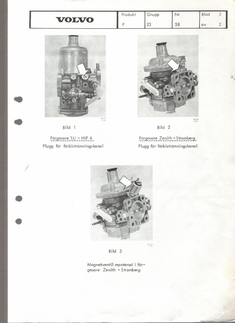 Verkstadsmeddelande/Work shop bulletins and Servicemeddelanden/Service bulletins for the following models: Volvo P1800, Volvo P1800S, Volvo P1800E, Volvo P1800ES, Volvo PV,Volvo PV 444, Volvo PV 544, Volvo Amazon, Volvo 120, Volvo 130, Volvo 220, Volvo 140 , Volvo 240, Volvo 164, Volvo 264