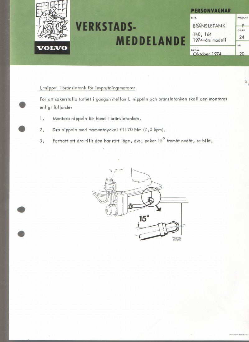 Verkstadsmeddelande/Work shop bulletins and Servicemeddelanden/Service bulletins for the following models: Volvo P1800, Volvo P1800S, Volvo P1800E, Volvo P1800ES, Volvo PV,Volvo PV 444, Volvo PV 544, Volvo Amazon, Volvo 120, Volvo 130, Volvo 220, Volvo 140 , Volvo 240, Volvo 164, Volvo 264
