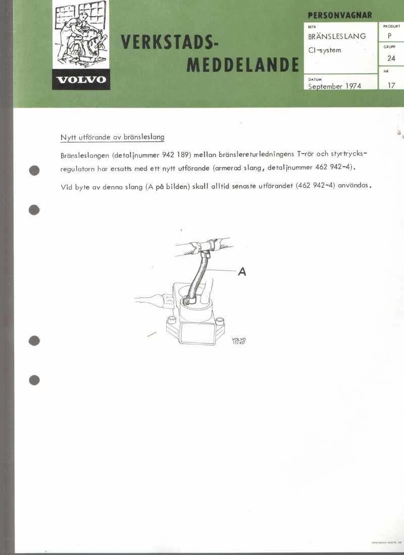 Verkstadsmeddelande/Work shop bulletins and Servicemeddelanden/Service bulletins for the following models: Volvo P1800, Volvo P1800S, Volvo P1800E, Volvo P1800ES, Volvo PV,Volvo PV 444, Volvo PV 544, Volvo Amazon, Volvo 120, Volvo 130, Volvo 220, Volvo 140 , Volvo 240, Volvo 164, Volvo 264