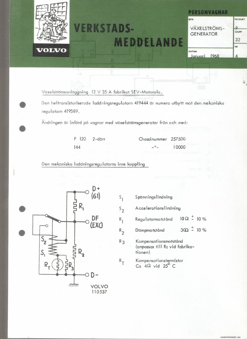 Verkstadsmeddelande/Work shop bulletins and Servicemeddelanden/Service bulletins for the following models: Volvo P1800, Volvo P1800S, Volvo P1800E, Volvo P1800ES, Volvo PV,Volvo PV 444, Volvo PV 544, Volvo Amazon, Volvo 120, Volvo 130, Volvo 220, Volvo 140 , Volvo 240, Volvo 164, Volvo 264 