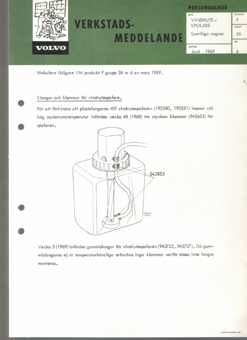 Verkstadsmeddelande/Work shop bulletins and Servicemeddelanden/Service bulletins for the following models: Volvo P1800, Volvo P1800S, Volvo P1800E, Volvo P1800ES, Volvo PV,Volvo PV 444, Volvo PV 544, Volvo Amazon, Volvo 120, Volvo 130, Volvo 220, Volvo 140 , Volvo 240, Volvo 164, Volvo 264 