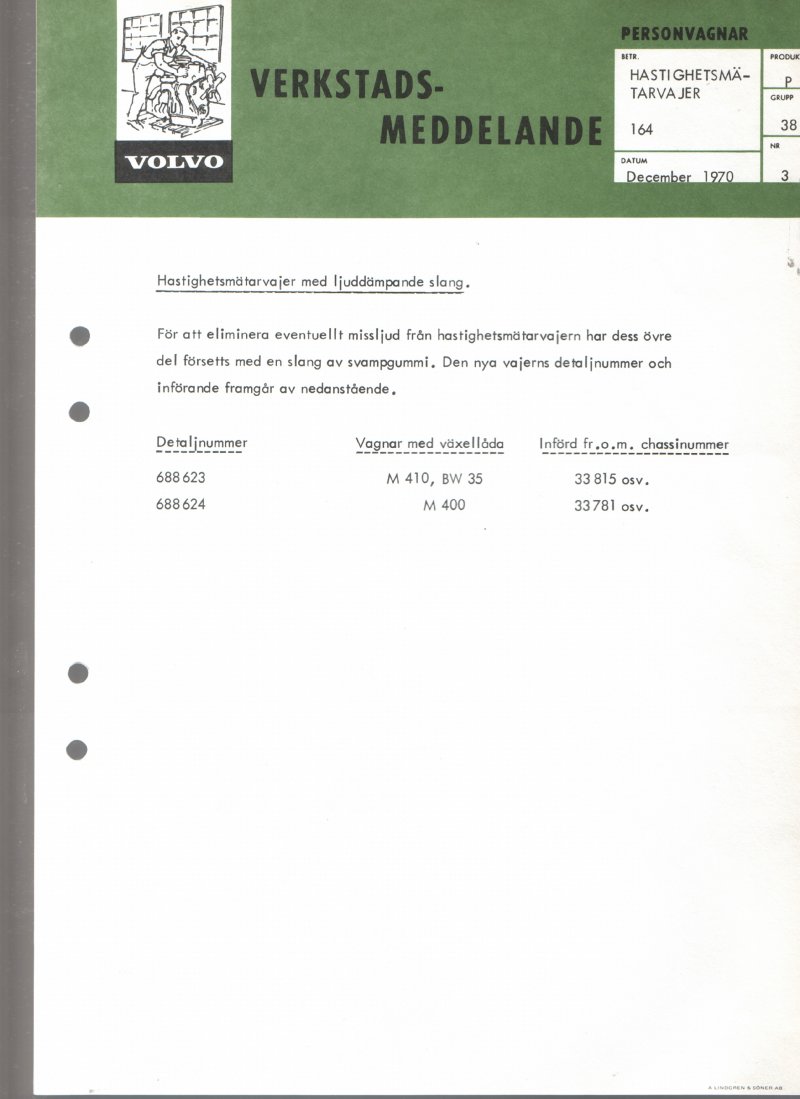 Verkstadsmeddelande/Work shop bulletins and Servicemeddelanden/Service bulletins for the following models: Volvo P1800, Volvo P1800S, Volvo P1800E, Volvo P1800ES, Volvo PV,Volvo PV 444, Volvo PV 544, Volvo Amazon, Volvo 120, Volvo 130, Volvo 220, Volvo 140 , Volvo 240, Volvo 164, Volvo 264 