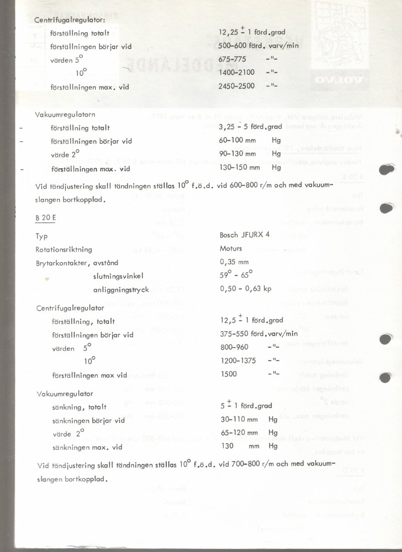 Verkstadsmeddelande/Work shop bulletins and Servicemeddelanden/Service bulletins for the following models: Volvo P1800, Volvo P1800S, Volvo P1800E, Volvo P1800ES, Volvo PV,Volvo PV 444, Volvo PV 544, Volvo Amazon, Volvo 120, Volvo 130, Volvo 220, Volvo 140 , Volvo 240, Volvo 164, Volvo 264 