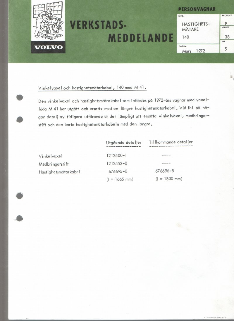 Verkstadsmeddelande/Work shop bulletins and Servicemeddelanden/Service bulletins for the following models: Volvo P1800, Volvo P1800S, Volvo P1800E, Volvo P1800ES, Volvo PV,Volvo PV 444, Volvo PV 544, Volvo Amazon, Volvo 120, Volvo 130, Volvo 220, Volvo 140 , Volvo 240, Volvo 164, Volvo 264 