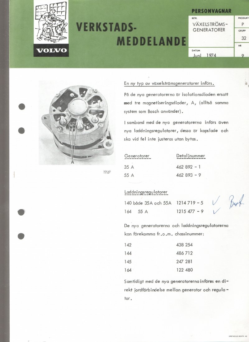 Verkstadsmeddelande/Work shop bulletins and Servicemeddelanden/Service bulletins for the following models: Volvo P1800, Volvo P1800S, Volvo P1800E, Volvo P1800ES, Volvo PV,Volvo PV 444, Volvo PV 544, Volvo Amazon, Volvo 120, Volvo 130, Volvo 220, Volvo 140 , Volvo 240, Volvo 164, Volvo 264 