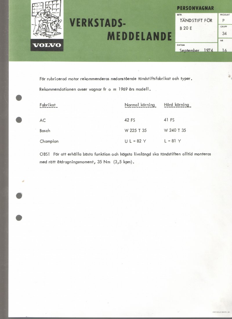 Verkstadsmeddelande/Work shop bulletins and Servicemeddelanden/Service bulletins for the following models: Volvo P1800, Volvo P1800S, Volvo P1800E, Volvo P1800ES, Volvo PV,Volvo PV 444, Volvo PV 544, Volvo Amazon, Volvo 120, Volvo 130, Volvo 220, Volvo 140 , Volvo 240, Volvo 164, Volvo 264 